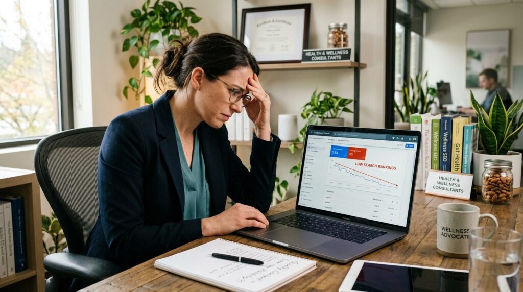 Frustrated healthcare professional or nutritionist reviewing