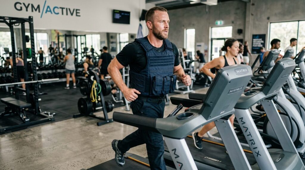 Adult male security professional in tactical protective vest